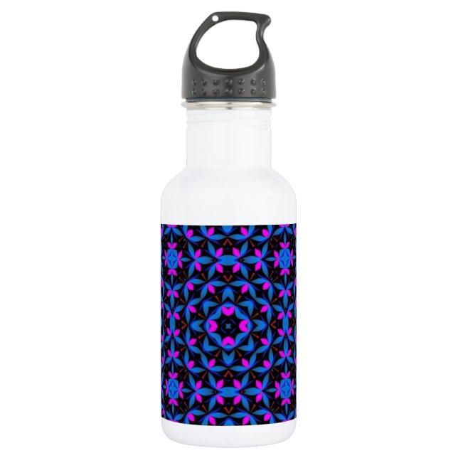 blaugeometrisches Muster Trinkflasche (Vorderseite)