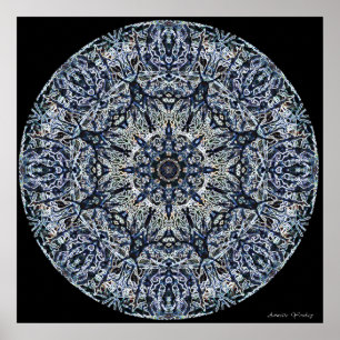 Blaugestanztes Glas Mandala Poster