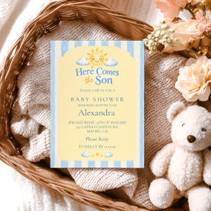 Blaugestreifte Babyparty Sonnenschein Einladung