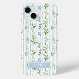 Blaugestreifte Blumen Personalisiert Case-Mate iPhone Hülle