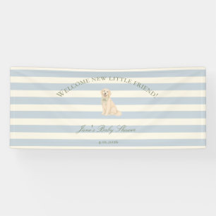Blaugestreifte Golden Retriever Babyparty Banner