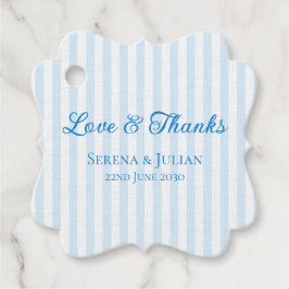Blaugestreifte Küstenliebe und Dankeschön-Hochzeit Geschenkanhänger