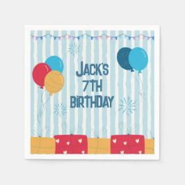 Blaugestreifte Luftballons Jungen Geburtstag Serviette