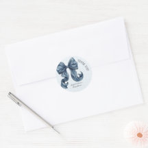 Blaugestreifte Schleife Baby Shower Danke