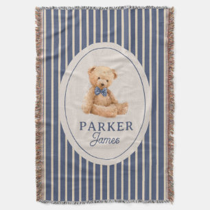 Blaugestreifter Teddybär Fliege Klassisches Kinder Decke