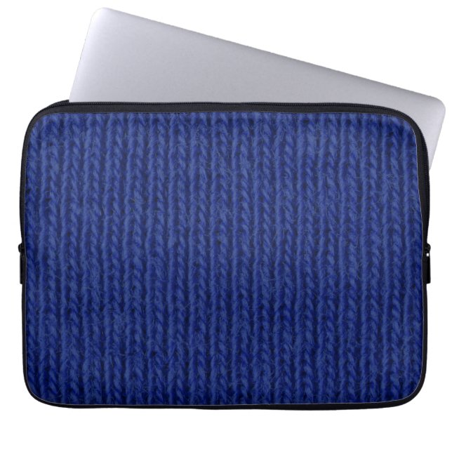 Blaugestrickte Wolle nah Laptopschutzhülle (Vorderseite)