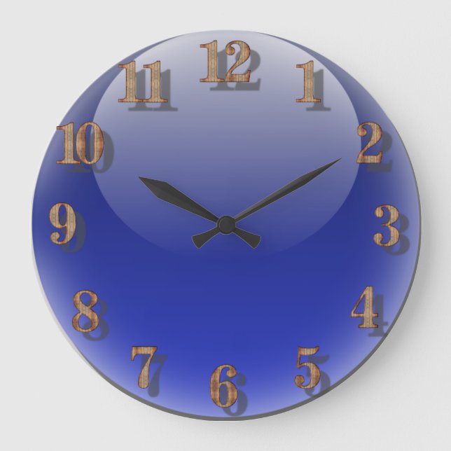 Blauglas-Design Große Wanduhr (Vorderseite)