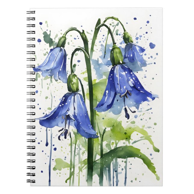 Blauglöckchen - Aquarellblumen Notizblock (Vorderseite)