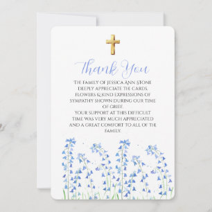 Blauglöckchen Blau Florales Trauerkreuz Danke Einladung