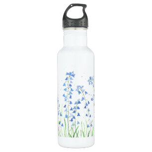 Blauglöckchen Blaue Blumige Blumen Wasserfarbe Nat Edelstahlflasche