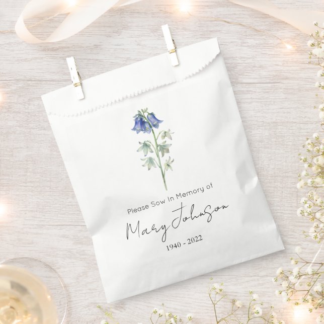 Blauglöckchen | Einfaches Samenpaket Trauerfeier  Geschenktütchen (Ausgeschnitten)