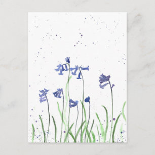 Blauglocken Aquarell Blaue Waldhyazinthe Natur Postkarte