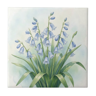 Blauglocken-Blumen Aquarell-Botanik Fliese