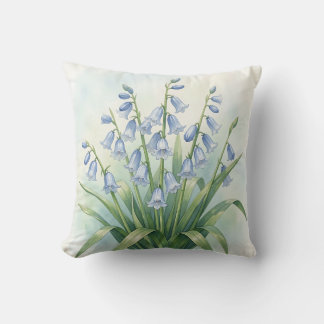 Blauglocken-Blumen Aquarell Botanik Kissen