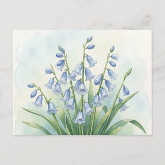 Blauglocken-Blumen Aquarell-Botanik Postkarte