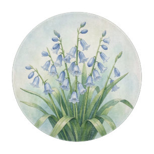 Blauglocken-Blumen Aquarell Botanik Schneidebrett
