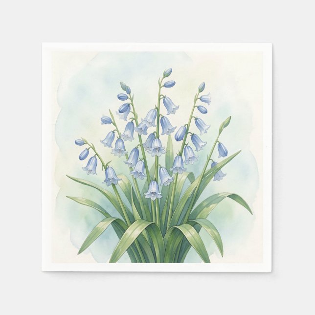 Blauglocken-Blumen Aquarell-Botanik Serviette (Vorderseite)