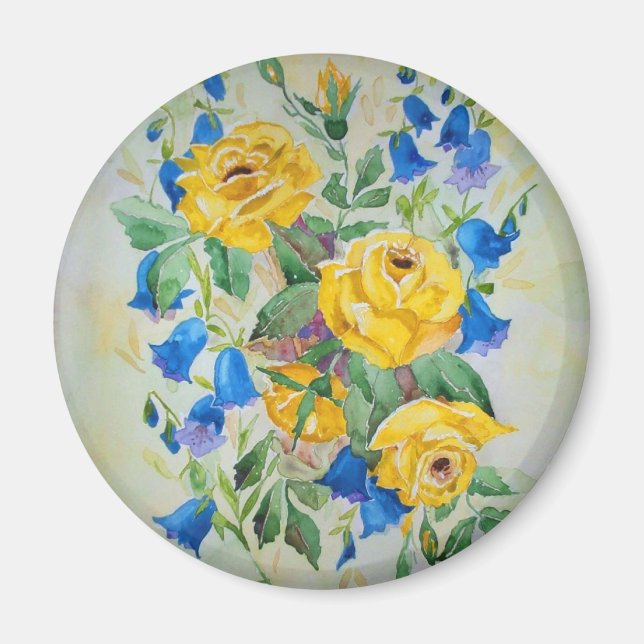 Blauglocken mit Rose Magnet (Vorne)