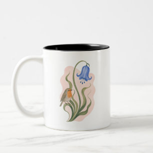 Blauglocken- und Rotkehlchen-Tasse Zweifarbige Tasse