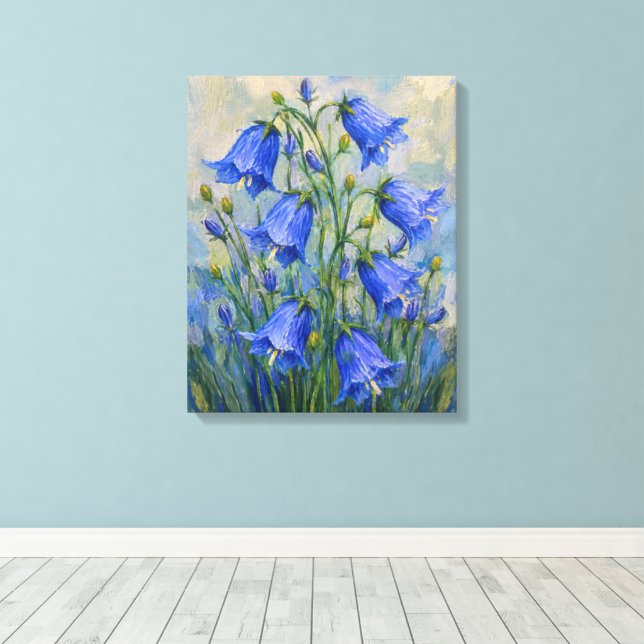 Blauglocken-Wiese Leinwanddruck (Insitu (Holzboden))
