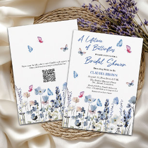 Blauglocken-Wildblumen QR-Code-Brautjungfernparty Einladung