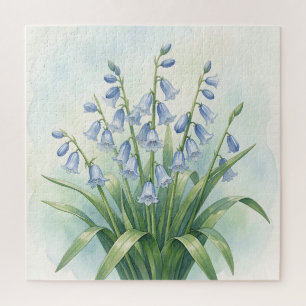 Blauglockenblumen Botanische Aquarellmalerei Puzzle