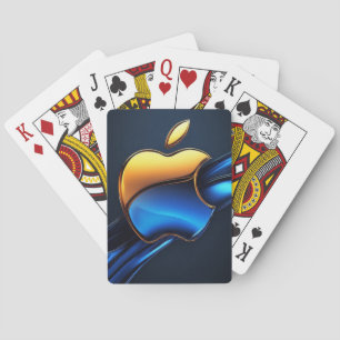 Blaugold-Apfelsymbol mit fließenden abstrakten Det Spielkarten