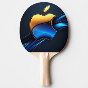 Blaugold-Apfelsymbol mit fließenden abstrakten Det Tischtennis Schläger
