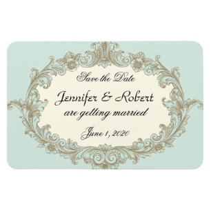 Blaugold-Creme-Vintage-Hochzeit - Termin merken Magnet