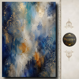 Blaugold-Damask-Decoupage-Abstrakte Textur Seidenpapier