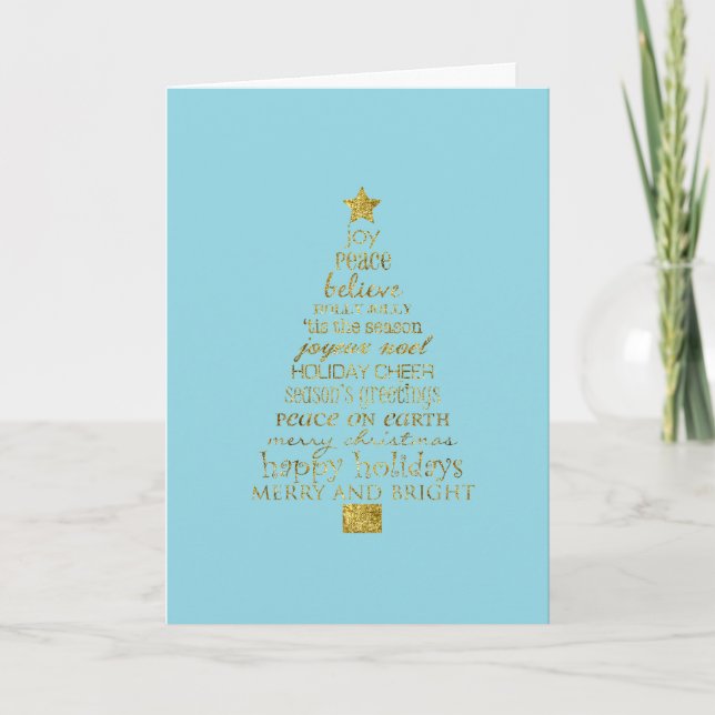 Blaugold Glitter Inspirations-Christbaum Karte (Vorderseite)