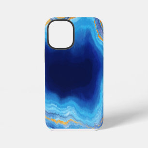 Blaugold hellblaue Marmor-Kunstmuster iPhone 12 Mini Hülle