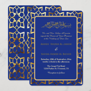 Blaugold-Muster islamische muslimische Hochzeit Einladung