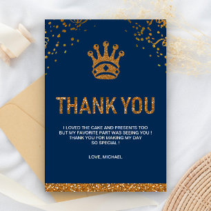 Blaugold Royal Prinz Krone Geburtstagsfeier Dankeskarte