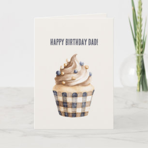 Blaugold-Sahne-Cupcake-Geburtstag Karte