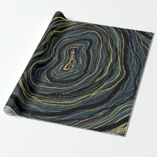Blaugold-Schwung Glamour-Art Geburtsdagsparty Geschenkpapier