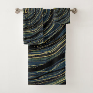 Blaugold-Schwung Glamour-Kunst Badhandtuch Set