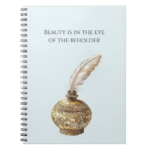 Blaugold-Vase Weiße Feder Notizblock