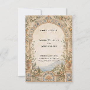 Blaugold Verzierte Botanische Hochzeit Save The Da Date