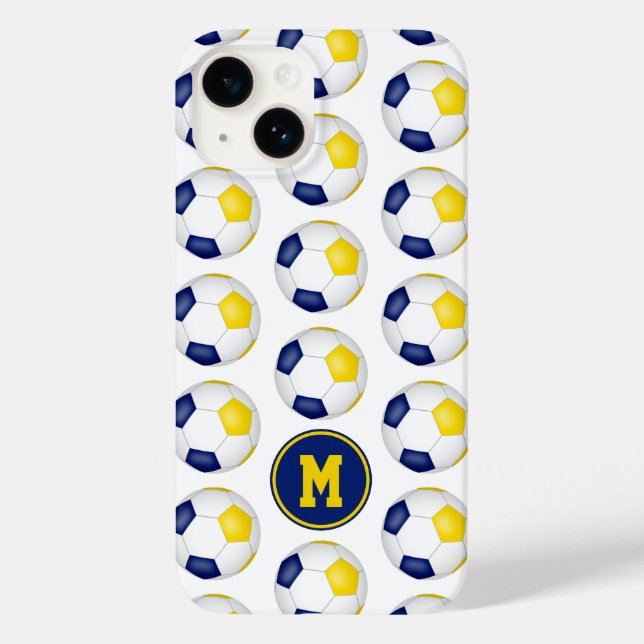 Blaugoldbälle-Muster mit Monogramm Case-Mate iPhone Hülle (Rückseite)
