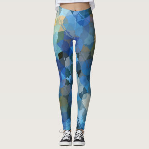 Blaugoldgrün, abstraktes geometrisches Muster Leggings