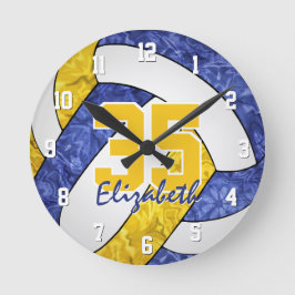 Blaugoldmädchenteam Farben Volleyballzimmer Runde Wanduhr