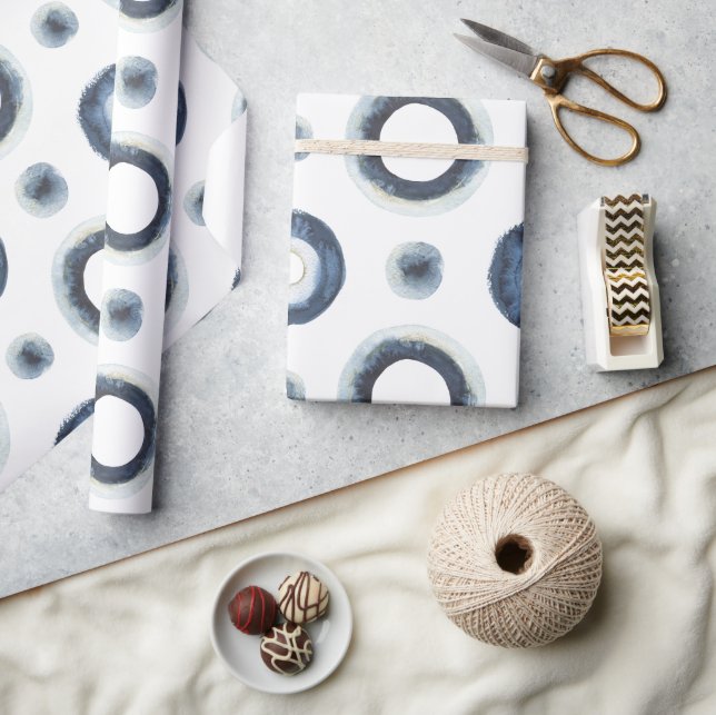 Blaugoldmarmorfarbenes Wasserfarbmuster Geschenkpapier (Kunsthandwerk)