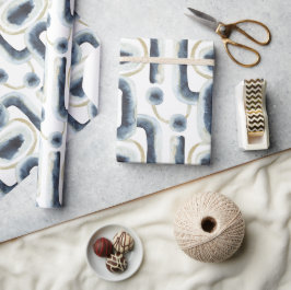 Blaugoldmarmorfarbenes Wasserfarbmuster Geschenkpapier