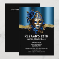 Blaugoldmaskerade Rose Venezianische Maske Glitzgl