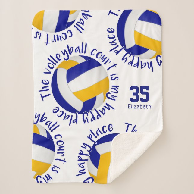 Blaugoldvolleyball-Happy Place Typografie Sherpadecke (Vorderseite)