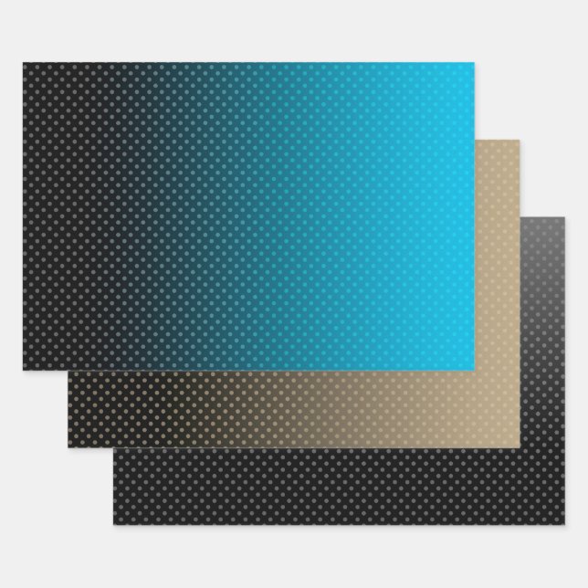 Blaugradität mit kleinen Polka-Punkten Geschenkpapier Set (Set)