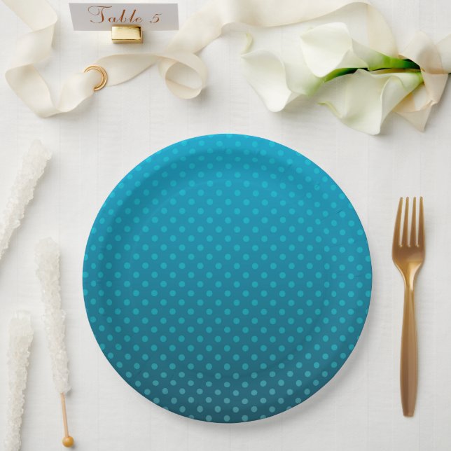 Blaugradität mit kleinen Polka-Punkten Pappteller (Hochzeit)