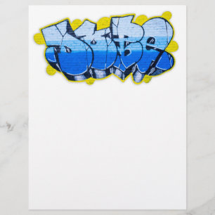 Blaugraffiti an einer Ziegelwand Flyer