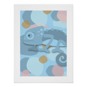 Blaugrau Chameleon Poster